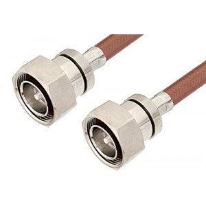 7/16 DIN Male to 7/16 DIN Male Cable 12 Inch Length Using ET-RG393 Coax, LF Solder, RoHS