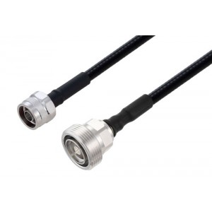 Fire Rated 7/16 DIN Female to N Male Low PIM Cable 12 Inch Length Using SPF-250 Coax Using Times Microwave Parts