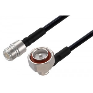 Fire Rated 7/16 DIN Male Right Angle to N Female Low PIM Cable 12 Inch Length Using SPF-250 Coax Using Times Microwave Parts