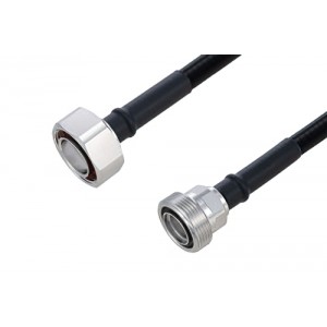 Fire Rated 7/16 DIN Male to 7/16 DIN Female Low PIM Cable 12 Inch Length Using SPF-375 Coax Using Times Microwave Parts