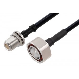 Fire Rated 7/16 DIN Male to N Female Bulkhead Low PIM Cable 12 Inch Length Using SPF-250 Coax Using Times Microwave Parts