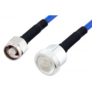 N Male to 7/16 DIN Female LSZH Jacketed Low PIM Cable 100 cm Length Using SR401FLJ Low PIM Coax with HeatShrink, RoHS