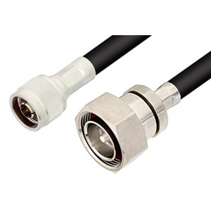 N Male to 7/16 DIN Male Cable 12 Inch Length Using ET-RG214 Coax, RoHS