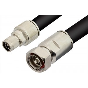 N Male to 7/16 DIN Male Cable 12 Inch Length Using ET-RG218 Coax, RoHS