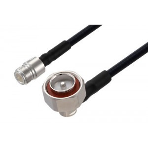 Outdoor Rated 7/16 DIN Male Right Angle to N Female Low PIM Cable 12 Inch Length Using SPO-250 Coax Using Times Microwave Parts