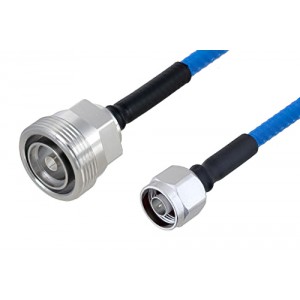 Plenum 7/16 DIN Female to N Male Low PIM Cable 12 Inch Length Using ET38365 Coax , LF Solder