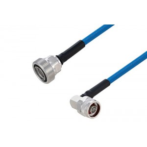 Plenum 7/16 DIN Female to N Male Right Angle Low PIM Cable 12 Inch Length Using ET38365 Coax Using Times Microwave Parts