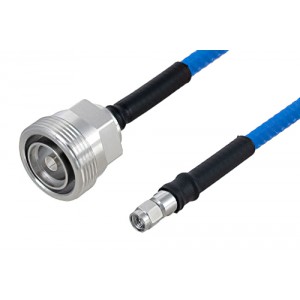 Plenum 7/16 DIN Female to SMA Male Low PIM Cable 12 Inch Length Using ET38365 Coax , LF Solder