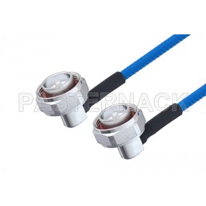 Plenum 7/16 DIN Male Right Angle to 7/16 DIN Male Right Angle Low PIM Cable 12 Inch Length Using ET38365 Coax , LF Solder