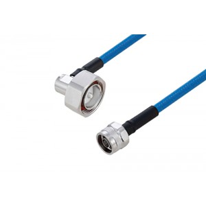 Plenum 7/16 DIN Male Right Angle to N Male Low PIM Cable 12 Inch Length Using ET38365 Coax Using Times Microwave Parts