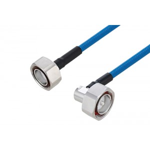 Plenum 7/16 DIN Male to 7/16 DIN Male Right Angle Low PIM Cable 12 Inch Length Using ET38365 Coax Using Times Microwave Parts