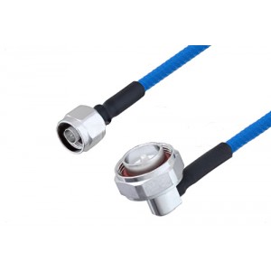 Plenum N Male to 7/16 DIN Male Right Angle Low PIM Cable 12 Inch Length Using ET38365 Coax , LF Solder