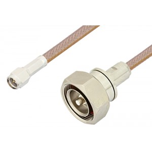 SMA Male to 7/16 DIN Male Cable 12 Inch Length Using ET-RG400 Coax