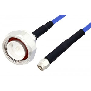 SMA Male to 7/16 DIN Male LSZH Jacketed Low PIM Cable 100 cm Length Using SR402FLJ Low PIM Coax with HeatShrink, RoHS