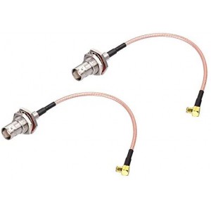 BNC to MCX Cable Pigtail，BNC Female to MCX Male Right Angle RF Coax Cable Assembly for Tuner Antenna Receiver,6 Inch, 2Pcs