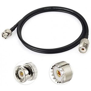 CB Radio Antenna Adapter Cable UHF SO239 Male to BNC Male ET-RG58 Coax Jumper Cable 1m 3 feet