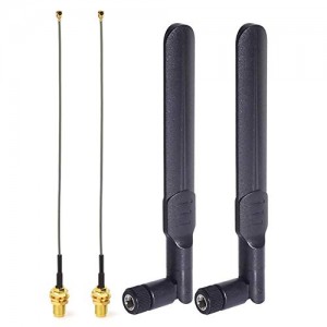 Dual Band WiFi 2.4GHz 5GHz 5.8GHz 8dBi RP-SMA Male Antenna 15cm 6 inch IPEX to RP-SMA Female Pigtail 2-Pack