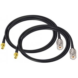 Ham Radio Antenna Adapter SMA Female to UHF SO239 Female ET-RG58 Coaxial Jumper Cable 1m 3 feet (2-Pack)