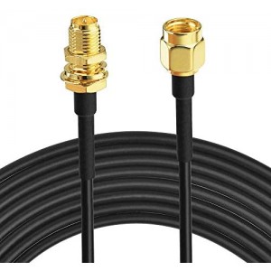 WiFi Antenna Extension Cable 40 feet RP-SMA Male to RP-SMA Female Bulkhead Mount Double Shielded Low Loss100 Cable