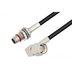 Slide-On BMA Plug Bulkhead to SMA Male Right Angle Cable 6 Inch Length Using ET-LMR-100 Coax