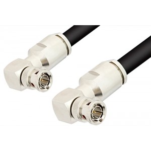 75 Ohm BNC Male Right Angle to 75 Ohm BNC Male Right Angle Cable 12 Inch Length Using 75 Ohm ET-RG11 Coax, RoHS