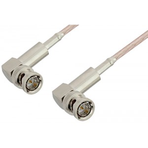 75 Ohm BNC Male Right Angle to 75 Ohm BNC Male Right Angle Cable 12 Inch Length Using 75 Ohm ET-RG179 Coax, RoHS