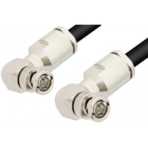 75 Ohm BNC Male Right Angle to 75 Ohm BNC Male Right Angle Cable 12 Inch Length Using 75 Ohm ET-RG6 Coax, RoHS