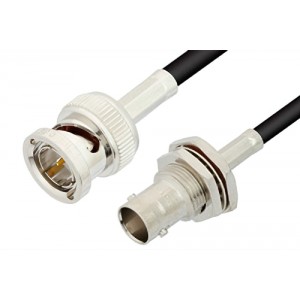 75 Ohm BNC Male to 75 Ohm BNC Female Bulkhead Cable 12 Inch Length Using 75 Ohm ET38360 Coax