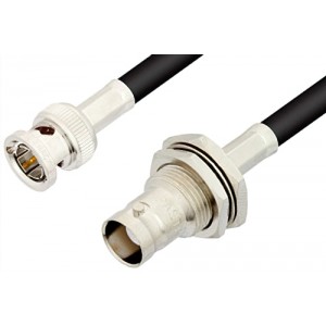 75 Ohm BNC Male to 75 Ohm BNC Female Bulkhead Cable 12 Inch Length Using 75 Ohm ET-RG59 Coax, RoHS