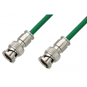 75 Ohm BNC Male to 75 Ohm BNC Male Cable 12 Inch Length Using 75 Ohm ET38347 Green Coax