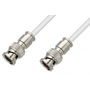 75 Ohm BNC Male to 75 Ohm BNC Male Cable 12 Inch Length Using 75 Ohm ET38345 White Coax