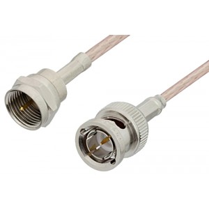 75 Ohm F Male to 75 Ohm BNC Male Cable 12 Inch Length Using 75 Ohm ET-RG179 Coax, RoHS