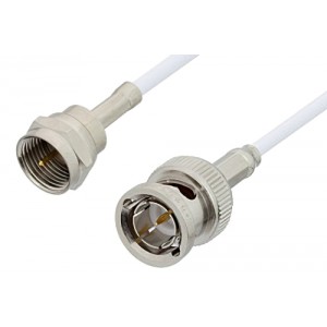 75 Ohm F Male to 75 Ohm BNC Male Cable 12 Inch Length Using 75 Ohm ET-RG187 Coax, RoHS