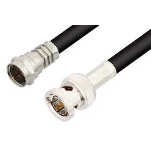 75 Ohm F Male to 75 Ohm BNC Male Cable 12 Inch Length Using 75 Ohm ET-RG59 Coax, RoHS