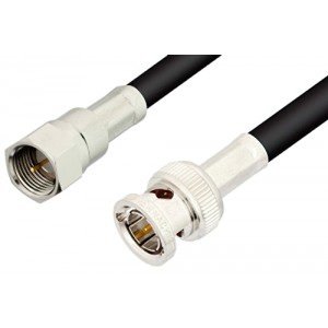 75 Ohm F Male to 75 Ohm BNC Male Cable 12 Inch Length Using 75 Ohm ET-RG59 Coax