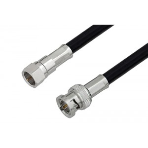 75 Ohm F Male to 75 Ohm BNC Male Cable 12 Inch Length Using 75 Ohm ET38401 Coax, LF Solder, RoHS