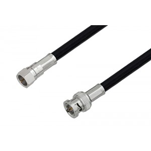 75 Ohm F Male to 75 Ohm BNC Male Cable 12 Inch Length Using 75 Ohm ET38401 Coax