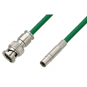 75 Ohm Mini SMB Plug to 75 Ohm BNC Male Cable 12 Inch Length Using 75 Ohm ET38347 Green Coax