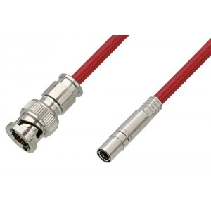 75 Ohm Mini SMB Plug to 75 Ohm BNC Male Cable 12 Inch Length Using 75 Ohm ET38346 Red Coax