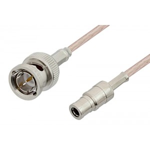 75 Ohm Mini SMB Plug to 75 Ohm BNC Male Cable 12 Inch Length Using 75 Ohm ET-RG179 Coax, RoHS