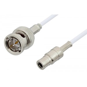 75 Ohm Mini SMB Plug to 75 Ohm BNC Male Cable 12 Inch Length Using 75 Ohm ET-RG187 Coax, RoHS