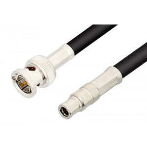 75 Ohm Mini SMB Plug to 75 Ohm BNC Male Cable 12 Inch Length Using 75 Ohm ET-RG59 Coax, RoHS