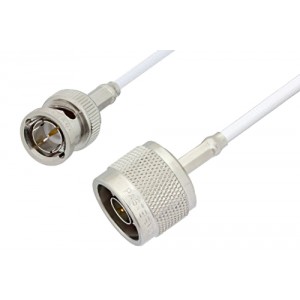 75 Ohm N Male to 75 Ohm BNC Male Cable 12 Inch Length Using 75 Ohm ET-RG187 Coax, RoHS