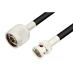 75 Ohm N Male to 75 Ohm BNC Male Cable 12 Inch Length Using 75 Ohm ET-RG59 Coax, RoHS