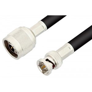 75 Ohm N Male to 75 Ohm BNC Male Cable 12 Inch Length Using 75 Ohm ET-RG6 Coax, RoHS