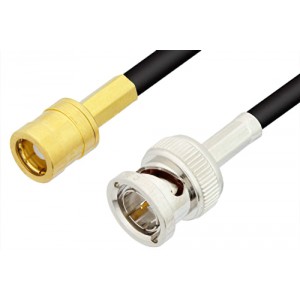 75 Ohm SMB Plug to 75 Ohm BNC Male Cable 12 Inch Length Using 75 Ohm ET38360 Coax