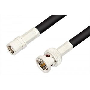 75 Ohm SMB Plug to 75 Ohm BNC Male Cable 12 Inch Length Using 75 Ohm ET-RG59 Coax, RoHS