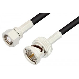 75 Ohm SMC Plug to 75 Ohm BNC Male Cable 12 Inch Length Using 75 Ohm ET38360 Coax