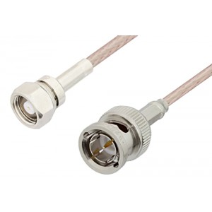 75 Ohm SMC Plug to 75 Ohm BNC Male Cable 12 Inch Length Using 75 Ohm ET-RG179 Coax, RoHS