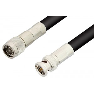 75 Ohm TNC Male to 75 Ohm BNC Male Cable 12 Inch Length Using 75 Ohm ET-RG11 Coax, RoHS